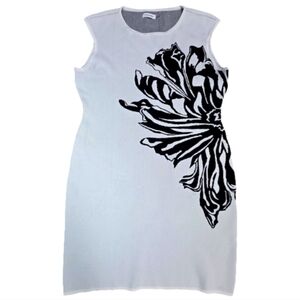 Calvin‎ Klein Tank Dress White Black Women's Size XL Floral Graphic Knit